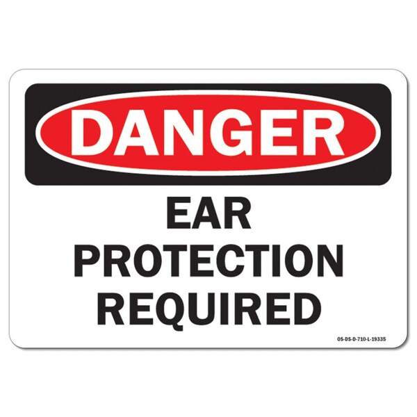 Signmission OSHA Danger Decal, Ear Protection Required, 10in X 7in Decal, 7" H, 10" W, Landscape OS-DS-D-710-L-19335 - main
